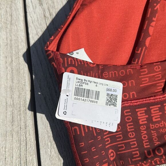 Lululemon Energy High-Neck Longline Bra size 6 NWT red Logo sports bra - Picture 4 of 7